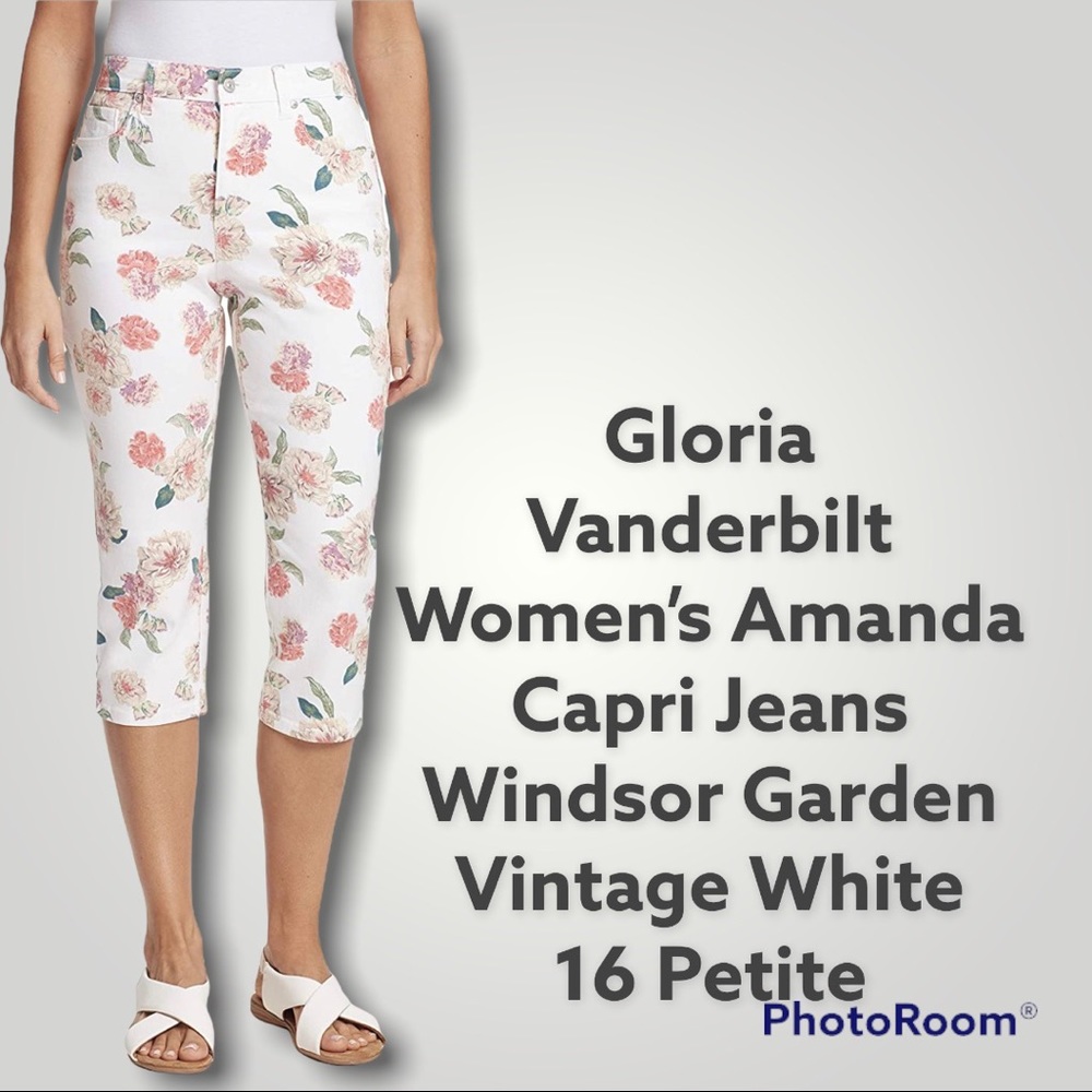 Gloria Vanderbilt Women's Amanda Capri Jeans, Windsor Garden/Vintage White, 16P